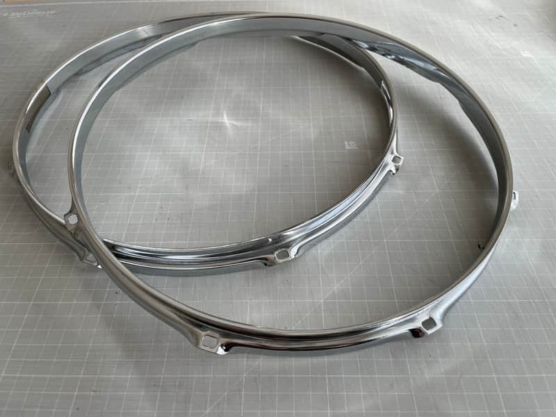 A set of Tama 13” 8-hole steel snare hoops image 1