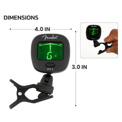 Fender FT-1 Professional Guitar Tuner Clip On, with 1-Year Warranty, Full-Range Chromatic Guitar Tuner with Dual-Rotating Hinges, A4 Calibration image 4