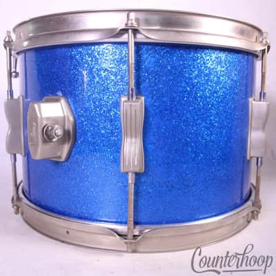 Ludwig 12x8"Blue Sparkle Tom Drum Club Date 3Ply Maple/Mahogany Nickel Vintage60 image 5