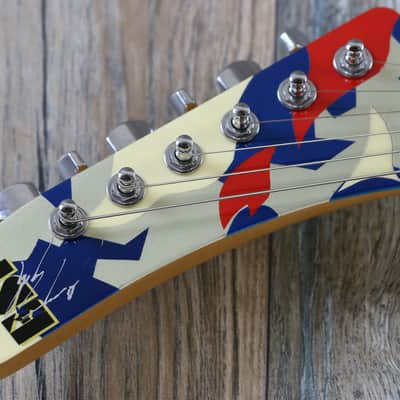 Vintage Signed Twice! ESP Kamikaze II George Lynch Signature 1988 Blue Camo + OHSC image 14