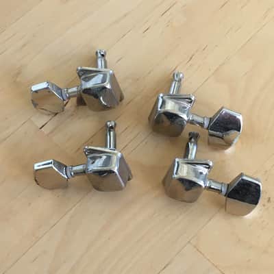 Lot Of 4 Import Electric Acoustic Guitar Chrome Tuners Korea MIJ? Slanted Cases image 2