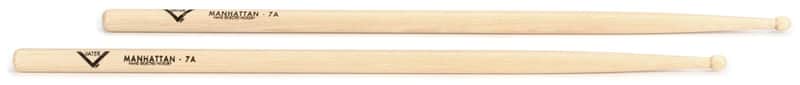 Vater American Hickory Drumsticks - Manhattan 7A - Wood Tip (3-pack) Bundle image 1
