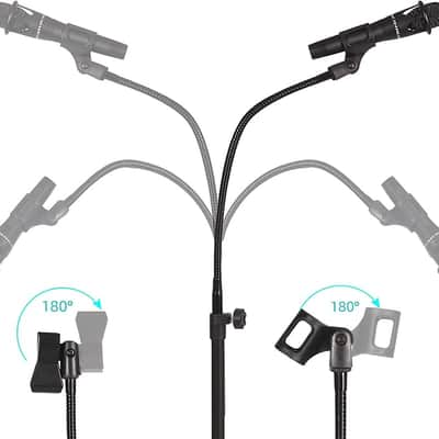 Boom Mic Stand-Kangziliang Mike Stand Gooseneck Microphone Stand Tripod Adjustable Height 3'- 6' with Mic Clips and 3/8" - 5/8" Adapter Microphone Stand for Singing image 2