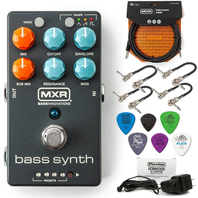 MXR MB301 Bass Synth - Bundle with MXR Instrument Cable, 4 Patch Cables, and 6 Dunlop Picks image 1