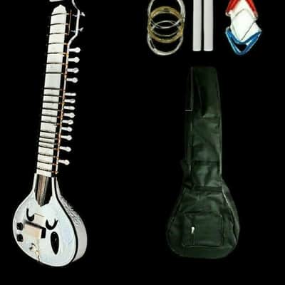Handmade  Electric Sitar Tun Wood Hand Paint  Indian Musical String  Travel  With Fiber Case image 2