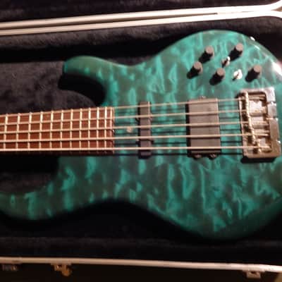 Kinal 5 String Bass 2002 Trans Aqua Green MM-J Pickups image 6