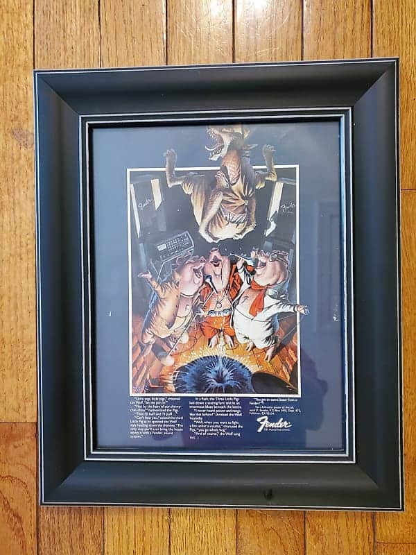 1975 Fender Color Promotional Ad Framed Three Little Pigs Big Bad Wolf image 1