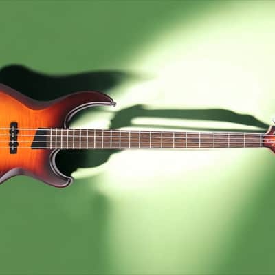 MTD Kingston Kingston Saratoga Deluxe 4 Deep Cherry Burst Satin, Indian Laurel Fretboard image 3