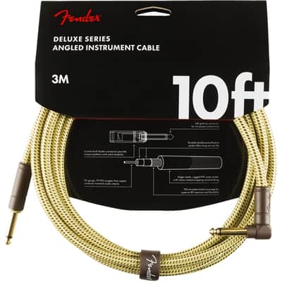 Fender Deluxe Series Instrument Cable 10 Foot Straight/Angle Tweed image 1