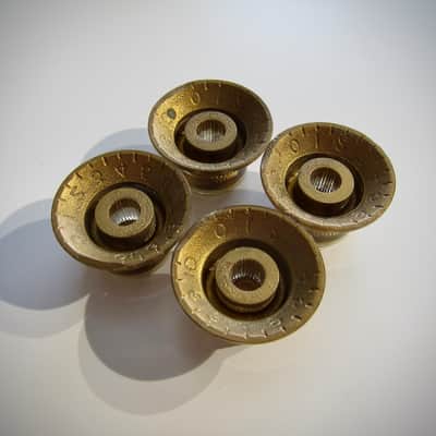 Gibson Control Knobs Set Of (4) Volume & Tone Authentic Vintage Part Circa-1960-Gold Plastic image 4