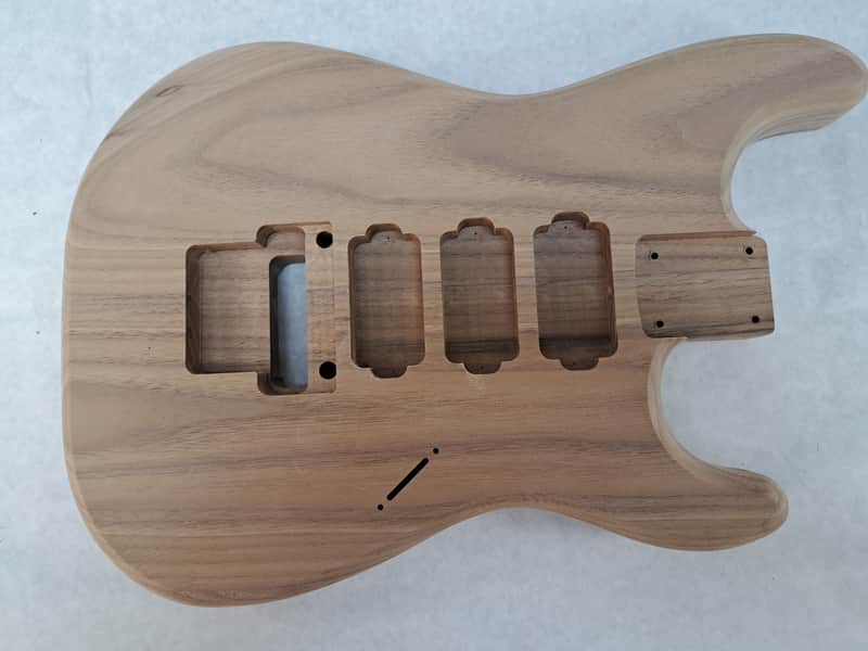 Unfinished Walnut HHH guitar body - for Fender Strat Stratocaster neck Floyd Rose J2186 image 1