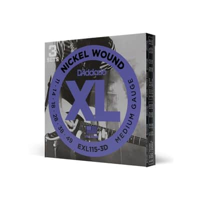 3 Pack, D'Addario XL 11-49 Medium Electric Guitar Strings - EXL115-3D image 4
