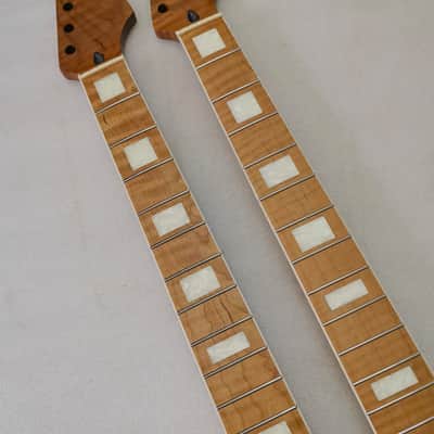 Roasted Flame Maple Strat Style Guitar Neck, 22 Frets, Satin Finish image 1