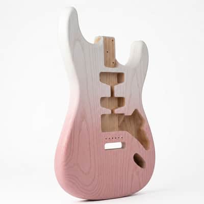Stratocaster Guitar Body, white pink Stained Ash Body, Right & Left Handed, HHH HSS SSS Pickup Routing, Custom Strat Replacement Body image 2