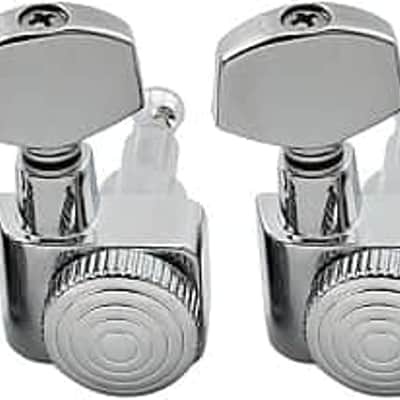 Pro 6-in-line 2-pins Full Metal Guitar Locking Tuners Machine Heads Tuning Pegs Keys Set for Fender American Stratocaster/Telecaster Strat/Tele Style Electric Guitar, Chrome image 1