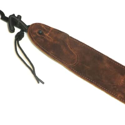 FENDER Suede Leather BROWN guitar STRAP - 2.5" wide - blem image 2