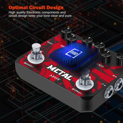 AFOT Heavy Metal Distortion Guitar Pedal, Realize the Sounds of Metal, Rock and Punk, Muff Top Boost Distortion Guitar Effect Pedal with 80s or 90s Metal Sounds and Earphone Useable Output Ture Bypass image 4