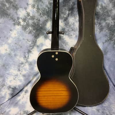 1960's Kay Musical Note Faux Tiger Stripe Parlor Student Guitar Pro Setup Original Soft Shell Case image 11