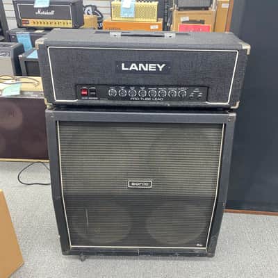 Laney AOR Pro Tube Lead 100 Series Head with Sonic 4x12 cab loaded with Celestion g12k-85 1980's Half Stack image 1