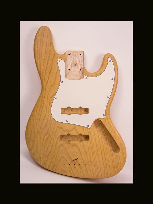 Guitar Mill J-Style Bass Body / 1 Piece Swamp Ash / 4 lbs. 2 oz. / Nitrocellulose "Vintage Amber" Satin / 'Closet Clean' w/ Lacquer Checking (#GIN-4116) image 1