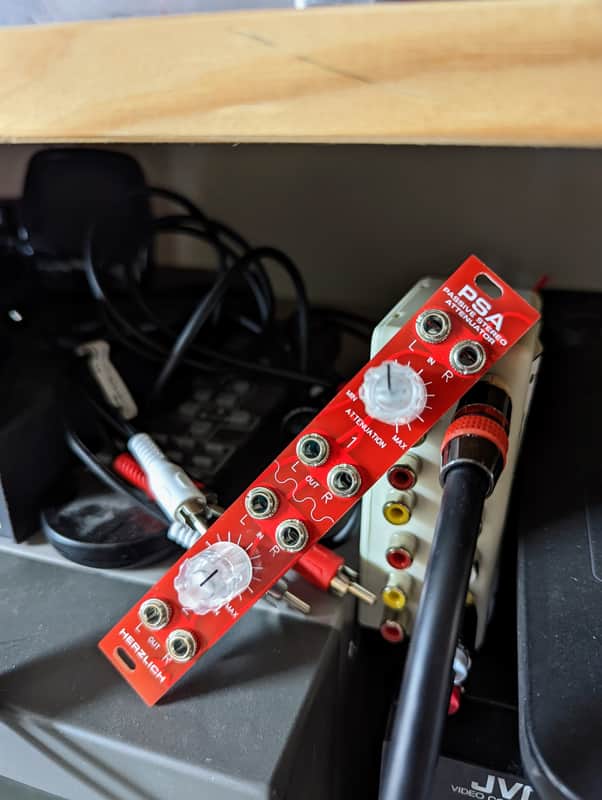 Herzlich Passive Stereo Attenuator 4hp - Herzlich PSA - passive stereo attenuator Eurorack module image 1