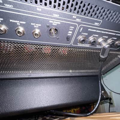 AMPEG BASS RIG: Ampeg V-4B 100-watt Tube Bass Head + Ampeg SVT-212AV closed-back bass Cabinet + THON flight case (for the amp head) 2024 - black with classic silver mesh grill image 9