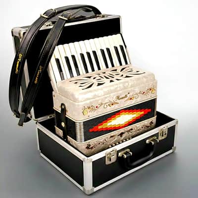 Rossetti 25-Key 12 Bass Button Piano Accordion in Key of G, White w/ Case image 2