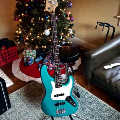 1993 Fender American Standard Longhorn Jazz Bass Metallic Caribbean Mist  With AVRI Hard Case! RARE image 5