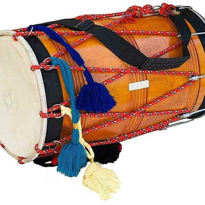 Handmade Designer Dhol,Mango Indian Musical Punjab Bhangra Wood Musical Instrument With Bag image 4