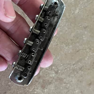 1960s Fender Jazzmaster Jaguar guitar bridge threaded saddles image 2