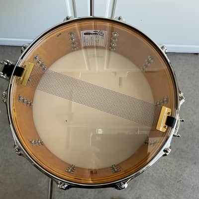 Scott’s custom drums Modern vintage Ludwig 6 ply maple shell 5 3/4” x 14” snare drum - Honey amber lacquer image 8