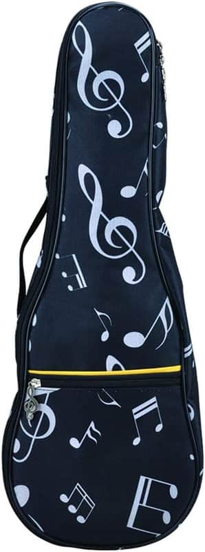 Ukulele Soprano Bag Case,21" Waterproof Oxford Musical Note Case Single Shoulder Backpack with Adjustable Straps(Black) image 1