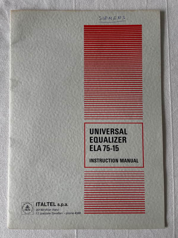 Siemens Universal Equalizer ELA 75-15 Original Instruction Manual image 1