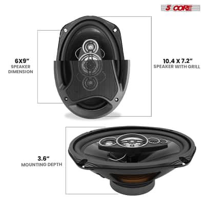 5Core 6x9 Car Speaker 800W Pair 4Ohm 4 Way Coaxial Speaker Audio w Super Tweeter Universal Fit image 10