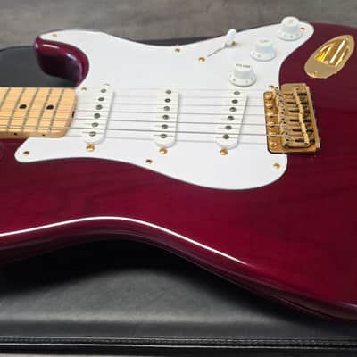 Fender Custom Shop Stratocaster 40th Anniversary Concert Limited Edition 1994 UK Exclusive ARTIST ONLY Eric Clapton Mark Knopfler Rory Gallagher George Harrison Keith Richards etc Ruby Red Ash Body Gold Hardware AAA Flame Neck USA American FSR Guitar image 13