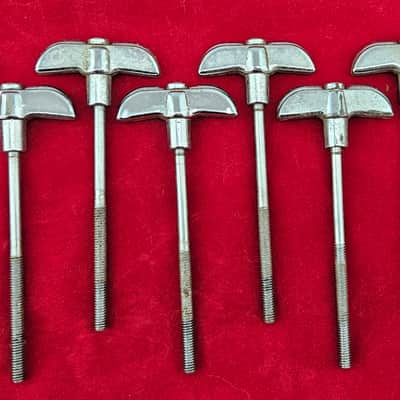 Rogers Big R Series 4.75" Bass Drum Tuning Rods Set Of 8 1970s - Chrome image 1