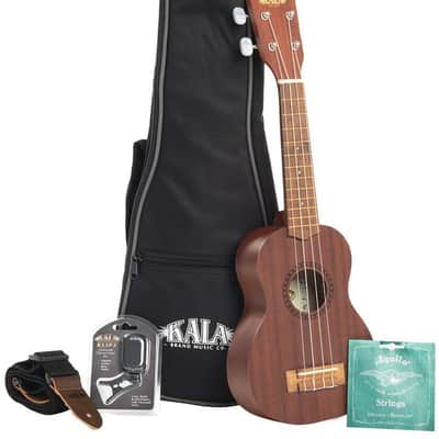 Kala KA-15S Satin Mahogany Soprano Ukulele Bundle with Gig Bag, Tuner, Strap, and Aquila Strings image 1