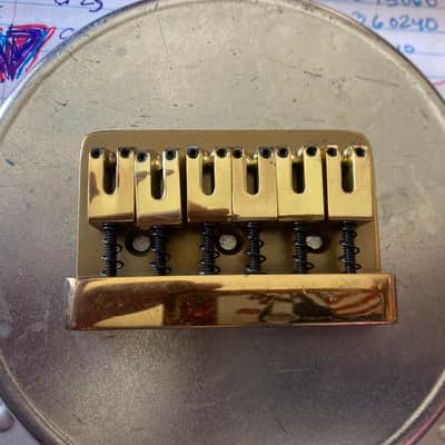 DiMarzio Pat. Pend. Brass Hardtail Stratocaster Bridge Vintage 1980s - Brass / Gold image 1