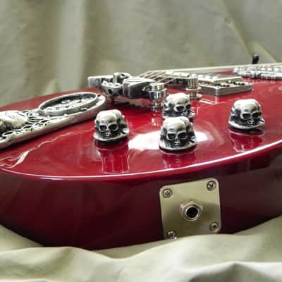 SKULL Epiphone Les Paul Studio Guitar with custom made metal Knobs tailpiece ect image 5