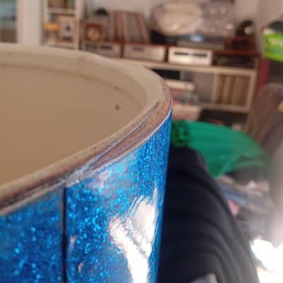 1960s Ludwig 15x12 Blue Sparkle Marching Snare Pre Serial Keystone  3 Ply image 19