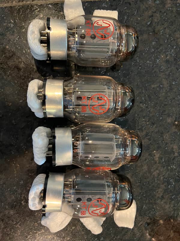 JJ Electronic KT88 Power Tube Apex Matched Quad 2010s - Clear Glass / Grey Base image 1