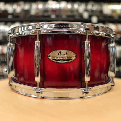Pre-Owned Pearl 6.5x14" Session Studio Select Snare Drum (Antique Crimson Burst) image 4