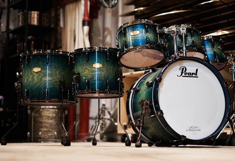 Pearl 10/12/14/16/20" Masterworks Drum Set - Scuba Blue Tamo Ash image 1