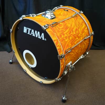 Tama Superstar Series 22" Birch/Basswood Bass Drum w/ Mount - Orange Satin Flame | 18x22" image 1