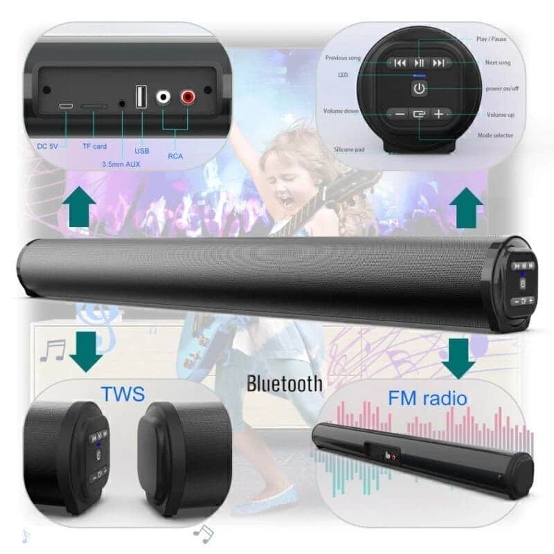 Wireless Studio Sound Bar System with Subwoofer – 4-Speaker Bluetooth Audio Monitor image 1