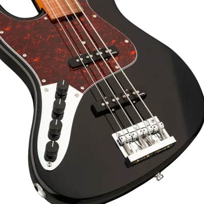 Sadowsky MetroExpress 21-Fret Vintage J/J Bass, Morado Fingerboard, Fretless With Lines, Lefthand, 4-String - Solid Black High Polish image 5