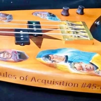 Electric Bass Guitar Star Trek Trekkie Motif Handmade by Bluebeberry with SEymour Duncan Double P Pickups image 16