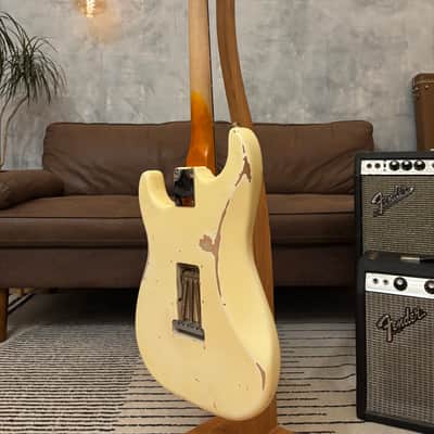 Fender Stratocaster 1962 Glas Custom Olympic White Relic Rosewood 7.4lbs w/ G&G Case image 16