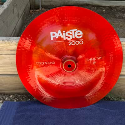 Paiste Colorsound Cymbal Set-14 Heavy hats, 12 Splash, 16 Crash, 18" Crash, 18" Heavy Crash, and 18" China 1980's - Red image 4