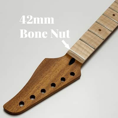 Amuic Strats Guitar Neck 22 Frets, 25.5'' Mahogany Wood Modern C Shape Electric Guitar Neck with Medium Jumbo Fret & Bone Nut for ST Style Guitar Parts Replacement image 5